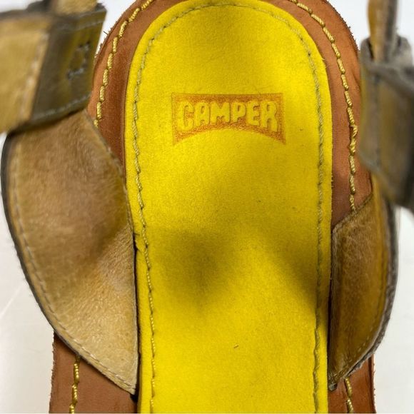 Camper Women's Filippa Gray Leather Open Toe Wedge Sandals Size 7 - Picture 7 of 11